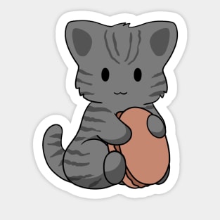 Black Tabby Cat Macaron Sticker